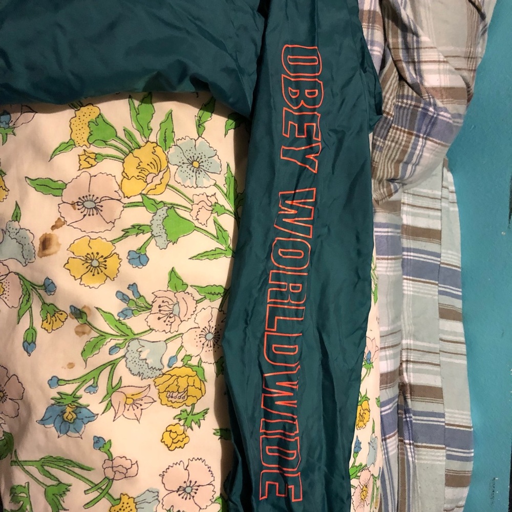 Teal obey windbreaker